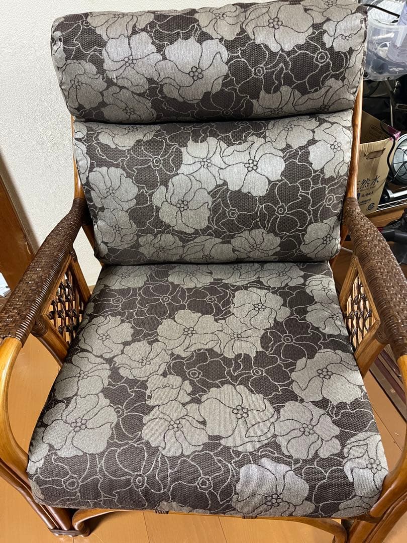 kazama エザンスハイアーム 籐 ラタンチェア 花柄