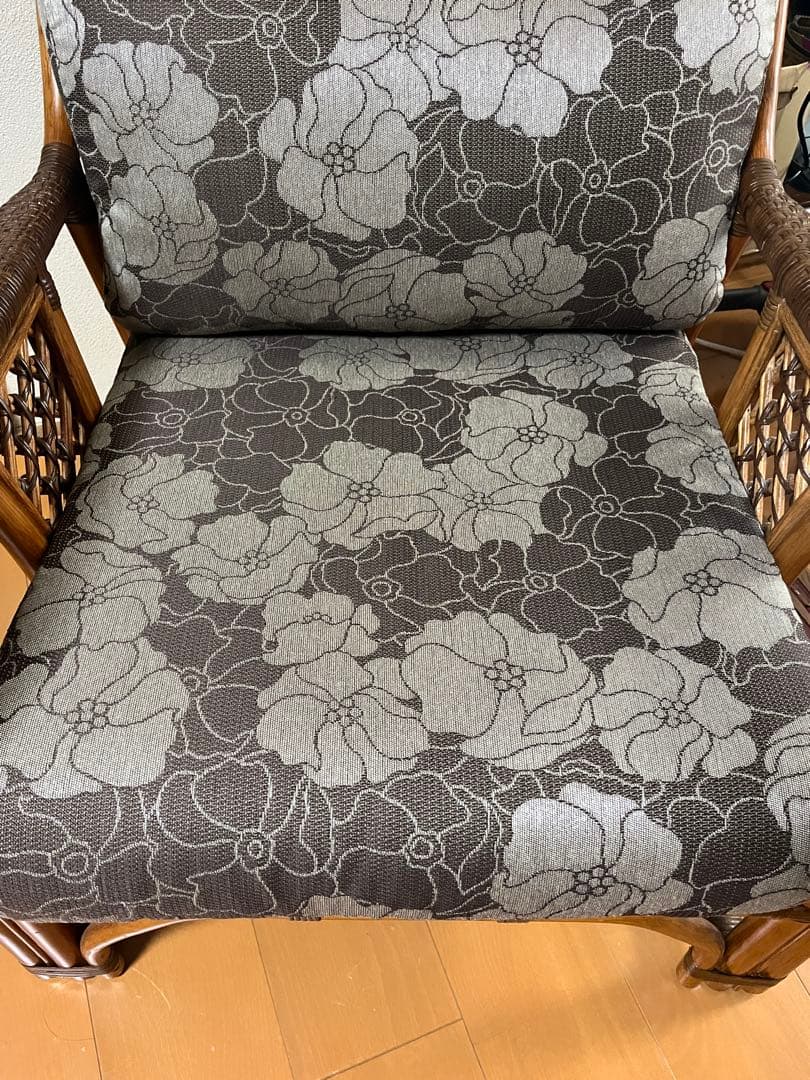 kazama エザンスハイアーム 籐 ラタンチェア 花柄