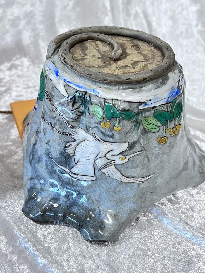 万古焼蓮葉型丼 共箱