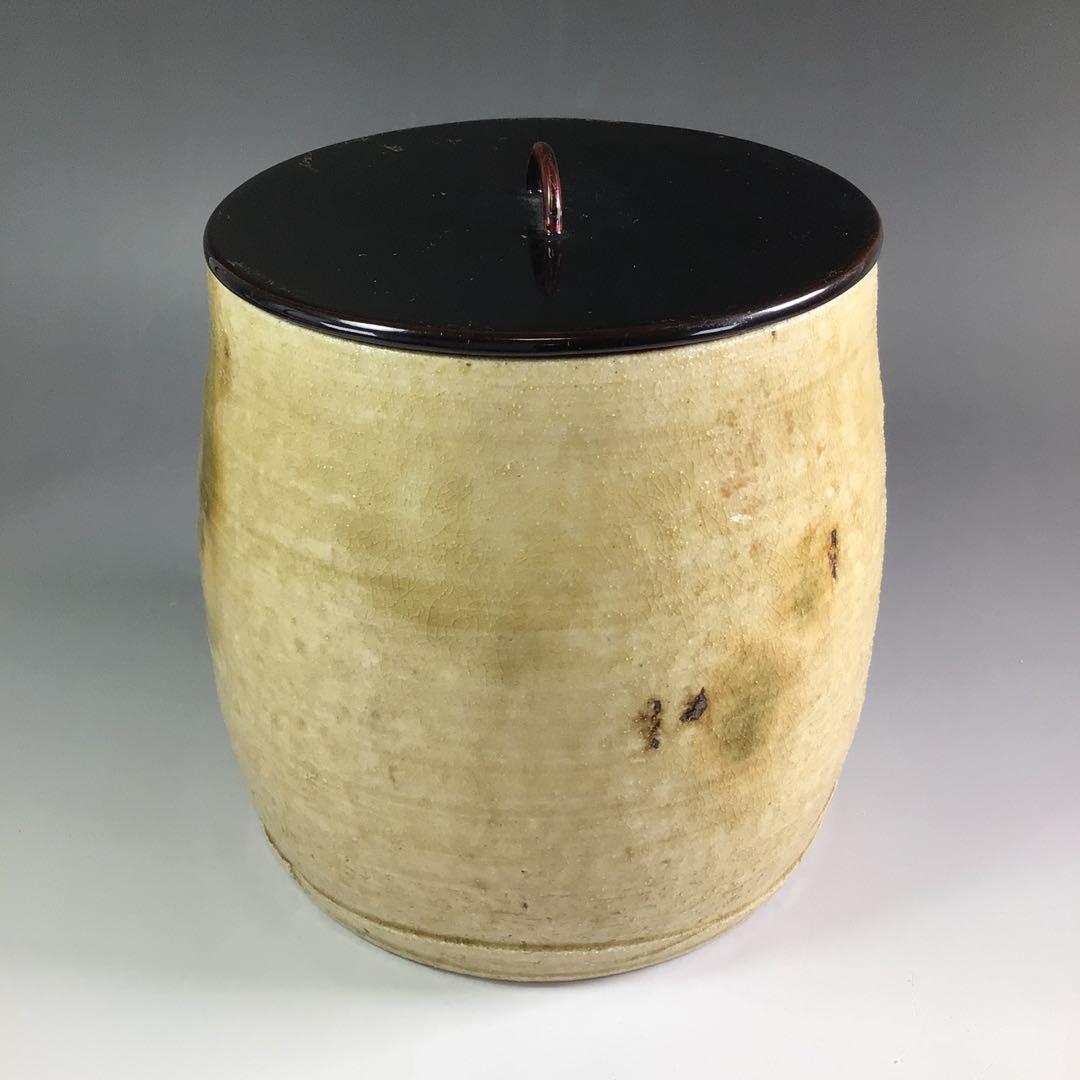 P949 水指 『西山窯 山口正文造』『黄瀬戸水指』 共箱 茶道具