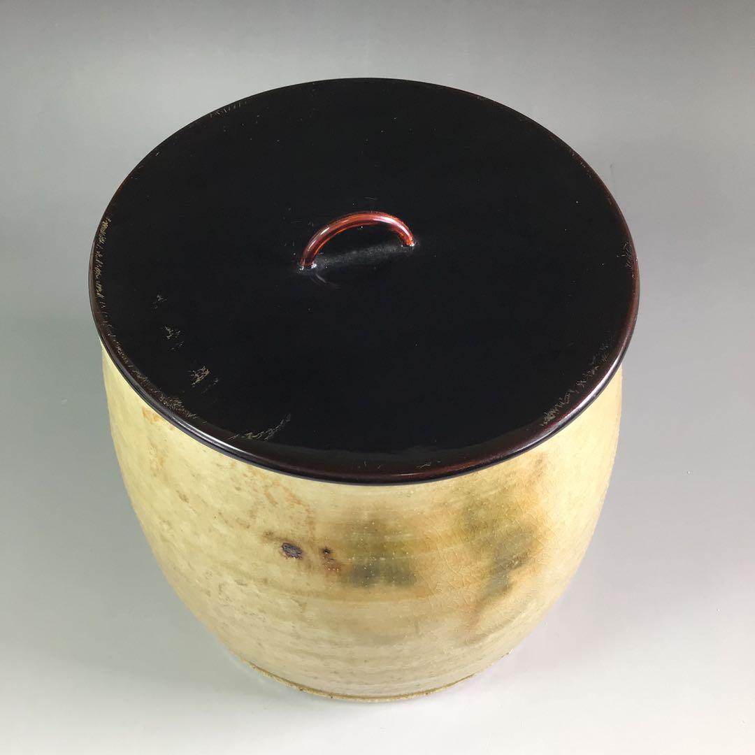 P949 水指 『西山窯 山口正文造』『黄瀬戸水指』 共箱 茶道具