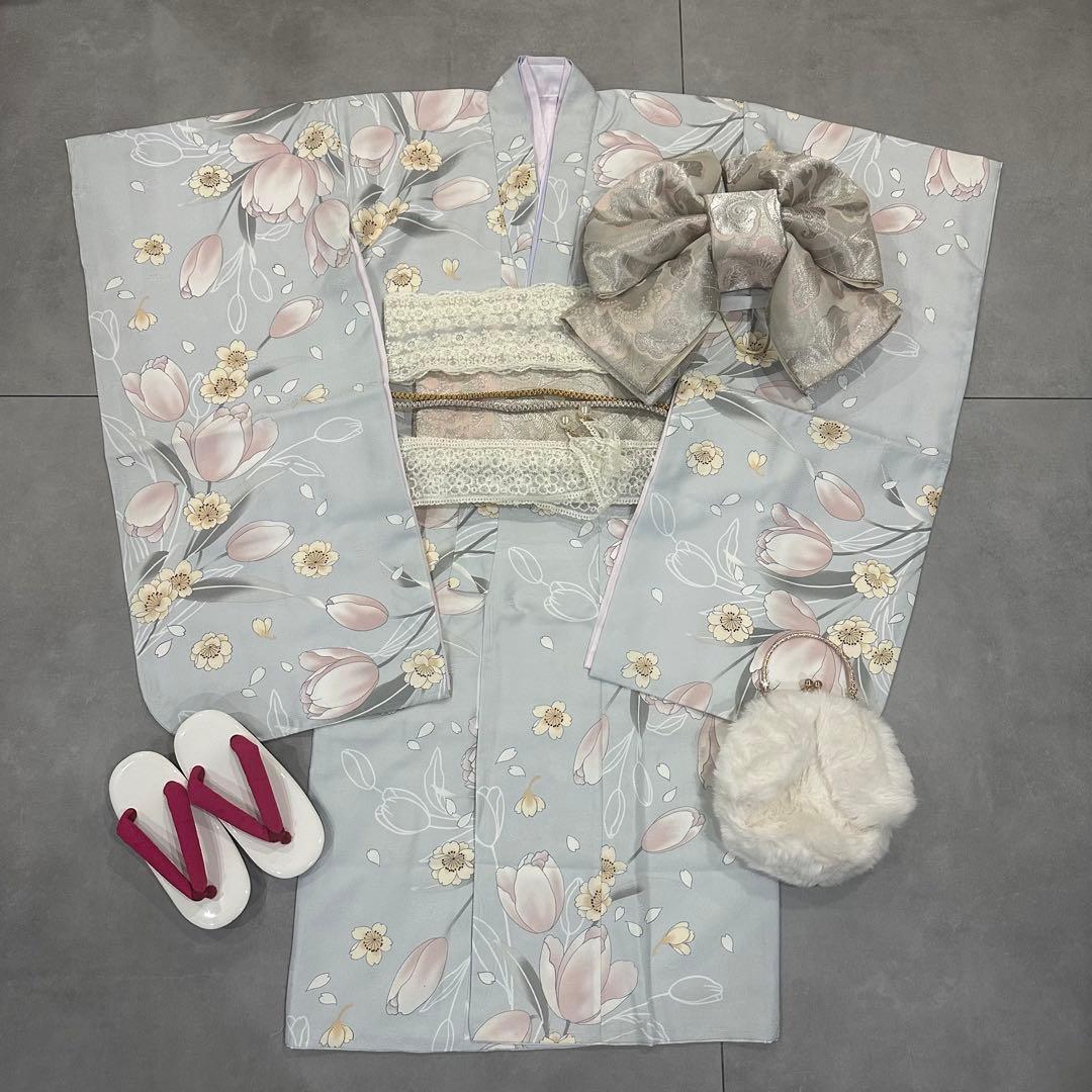 七五三　着物　人気のくすみカラー　かわいいフルセット