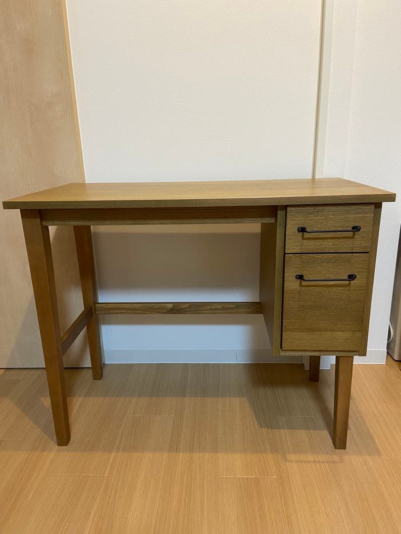 ICHIBA 木製デスク 引き出し付き ナチュラル 美品