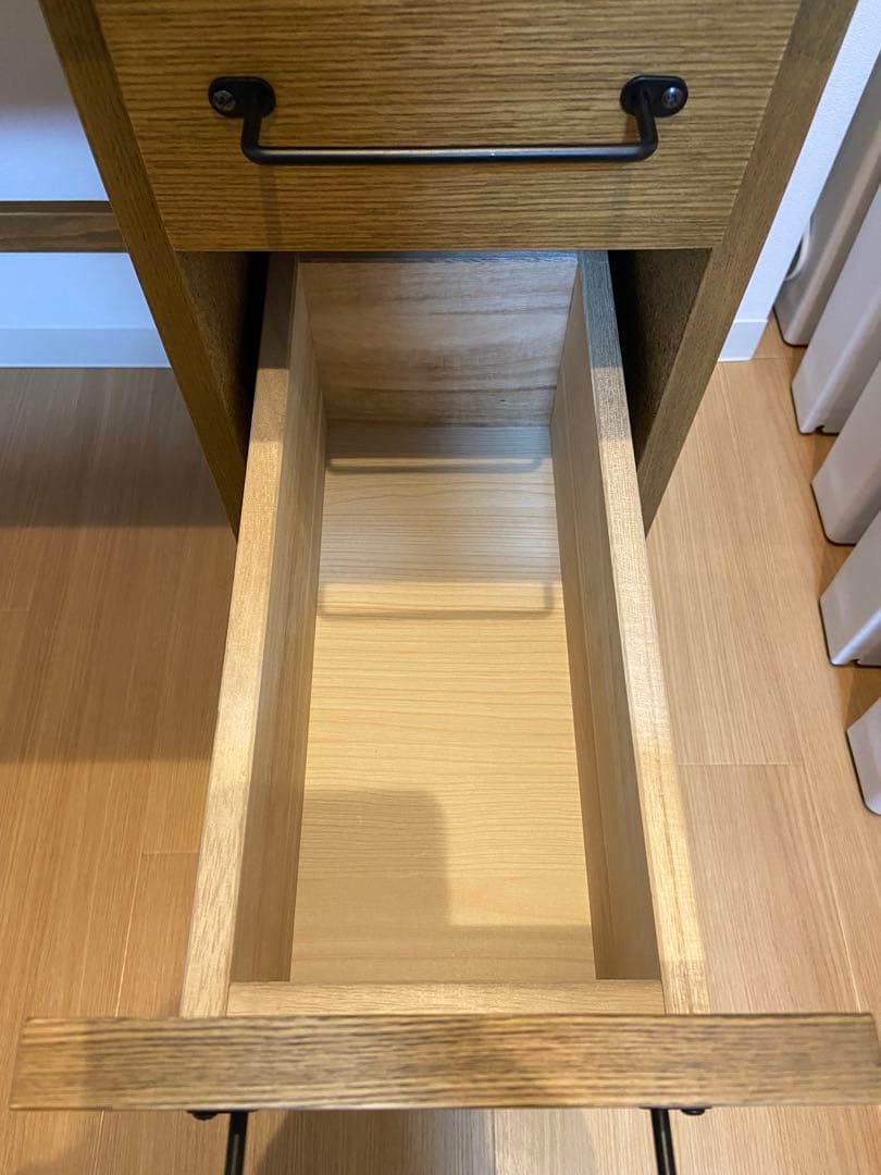 ICHIBA 木製デスク 引き出し付き ナチュラル 美品
