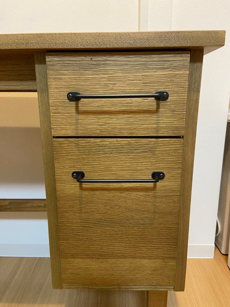 ICHIBA 木製デスク 引き出し付き ナチュラル 美品