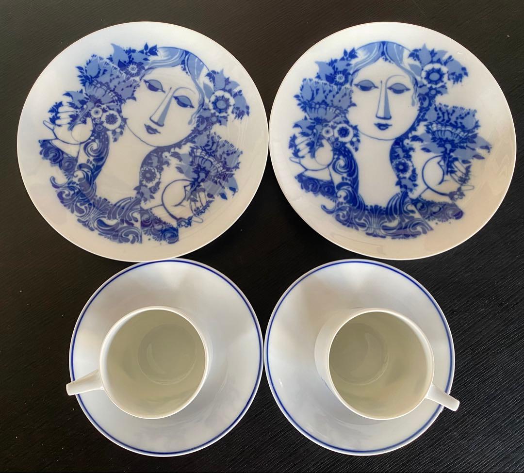 ローゼンタール絵皿x2 カップ&ソーサーx2