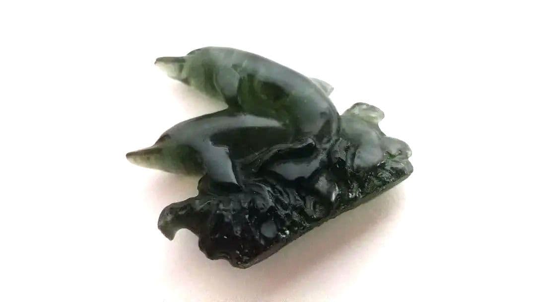 オ―ルド モルダバイト カ―ビング ドルフィン2頭