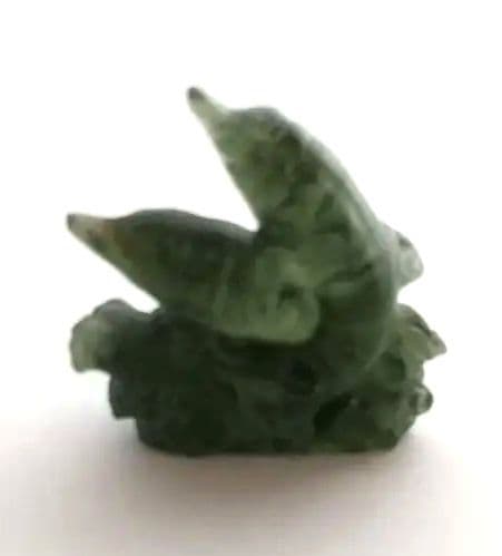 オ―ルド モルダバイト カ―ビング ドルフィン2頭