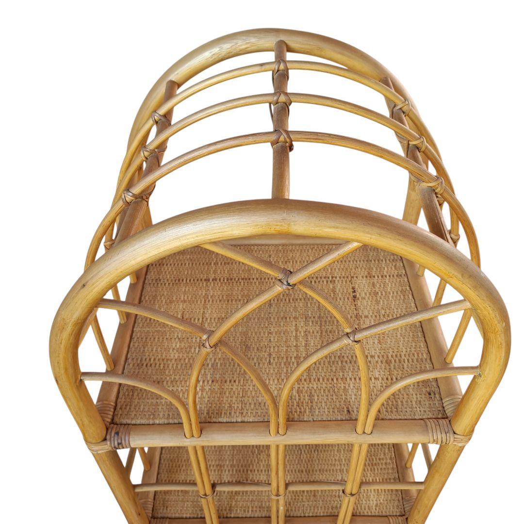 ラタン アーチ型 5段シェルフ 籐家具 昭和レトロ　リメイクシート仕上げ