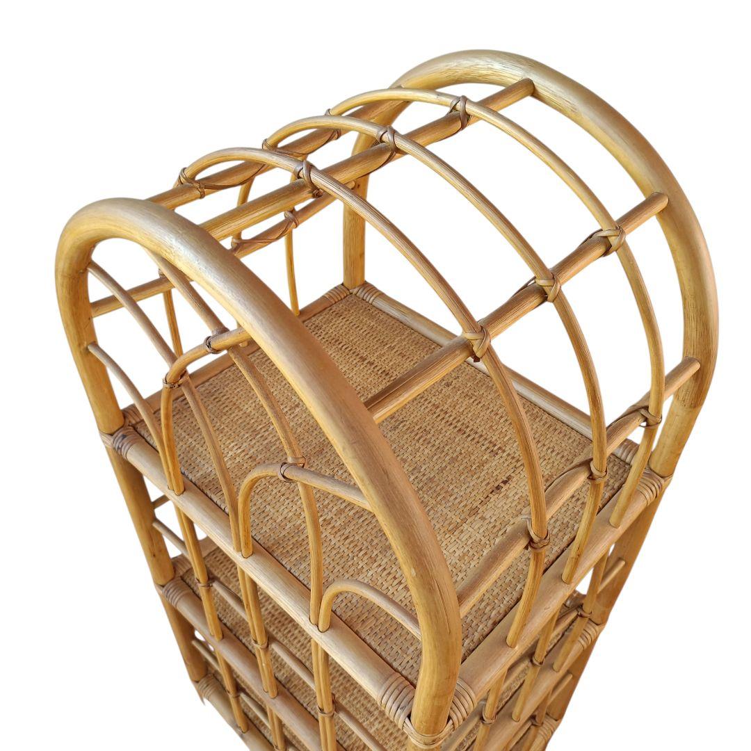 ラタン アーチ型 5段シェルフ 籐家具 昭和レトロ　リメイクシート仕上げ