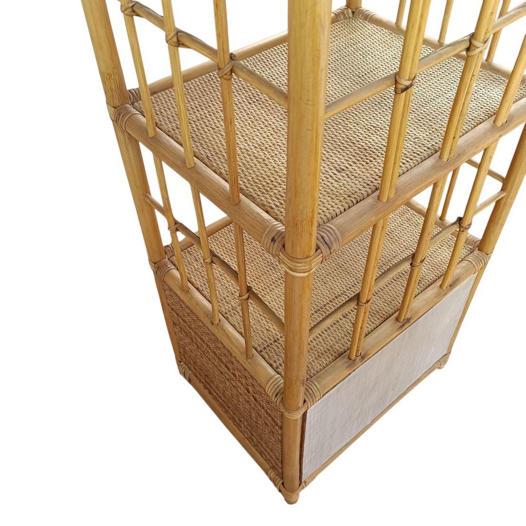 ラタン アーチ型 5段シェルフ 籐家具 昭和レトロ　リメイクシート仕上げ