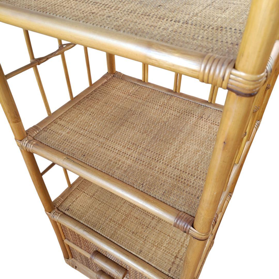 ラタン アーチ型 5段シェルフ 籐家具 昭和レトロ　リメイクシート仕上げ