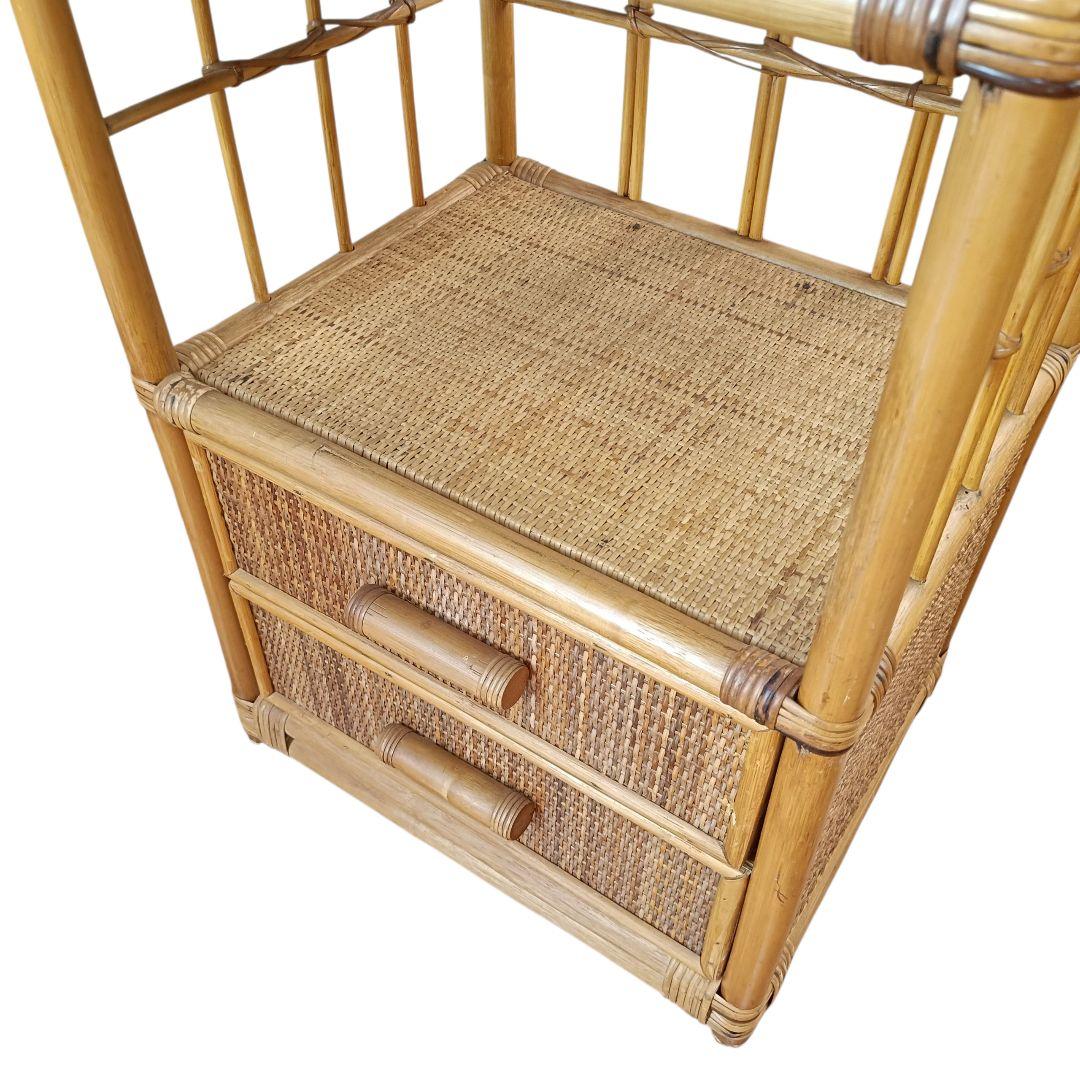 ラタン アーチ型 5段シェルフ 籐家具 昭和レトロ　リメイクシート仕上げ