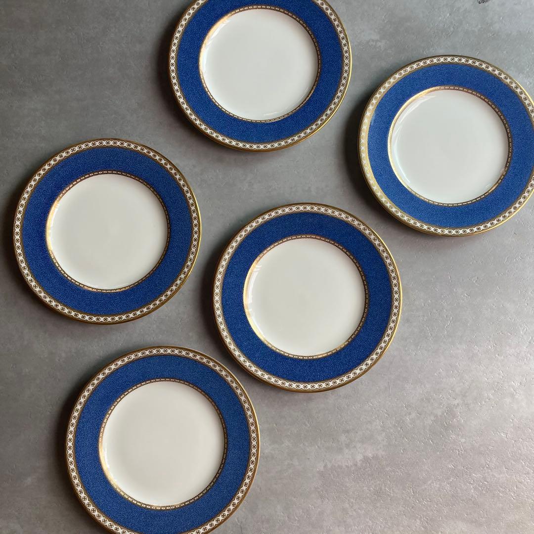 黒壺印 ウェッジウッド ユーランダーパウダーブルー ケーキプレート 5枚セット