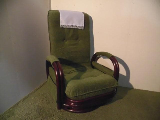 アウトレット【送料無料】高級ラタンギア式リクライニング回転座椅子【ミドル】GR