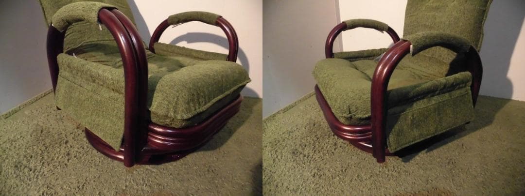 アウトレット【送料無料】高級ラタンギア式リクライニング回転座椅子【ミドル】GR