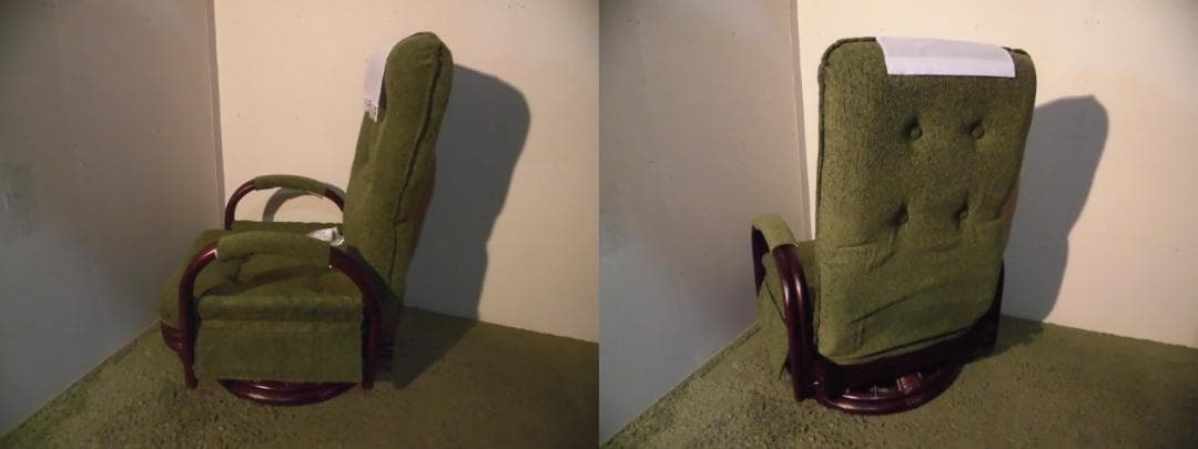 アウトレット【送料無料】高級ラタンギア式リクライニング回転座椅子【ミドル】GR