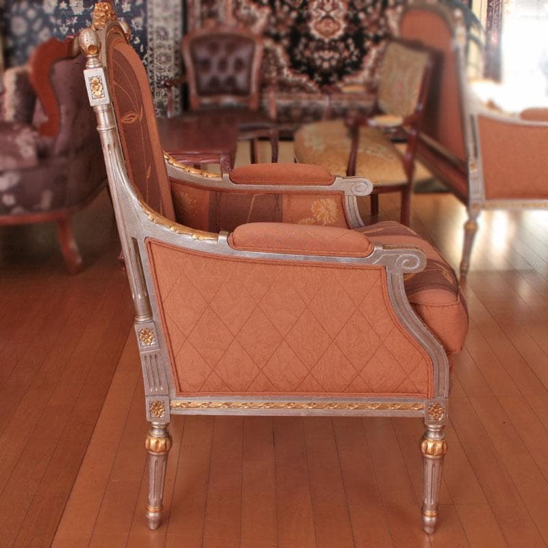 イタリア製1人掛けソファ シングル クラシック レトロ 122-146