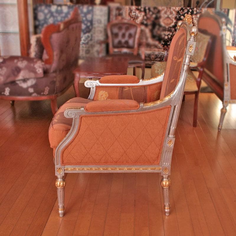 イタリア製1人掛けソファ シングル クラシック レトロ 122-146