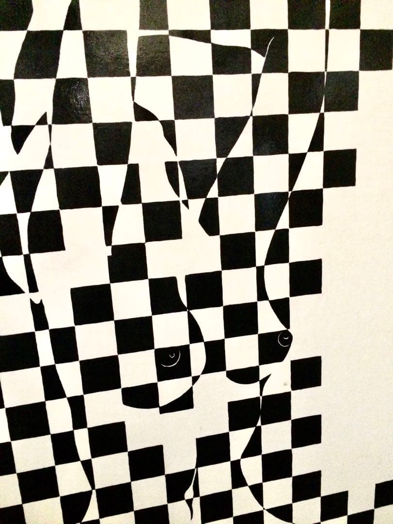 英国購入★ミッドセンチュリー★ビンテージ★ポスター★チェスボード柄★エロティック