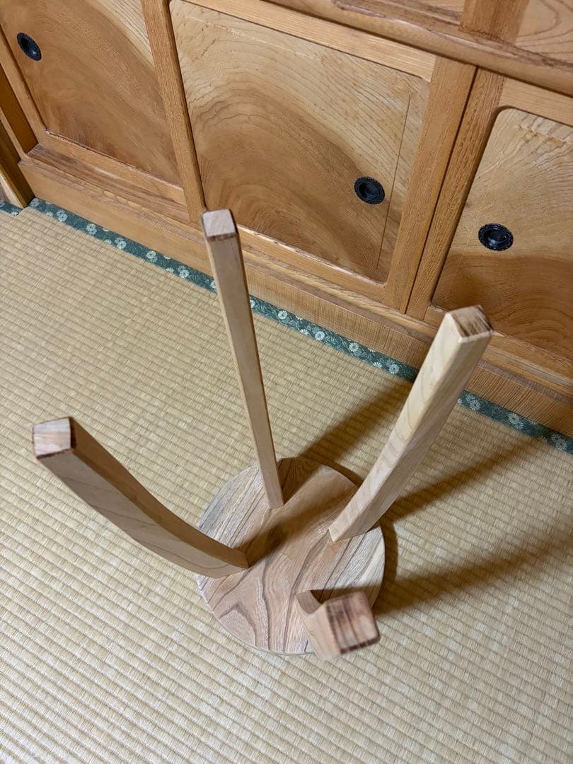 1374建具屋一筋58年のおじいちゃんの手作りスツール、イス☆けやき