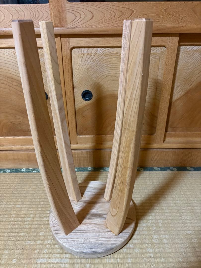 1374建具屋一筋58年のおじいちゃんの手作りスツール、イス☆けやき