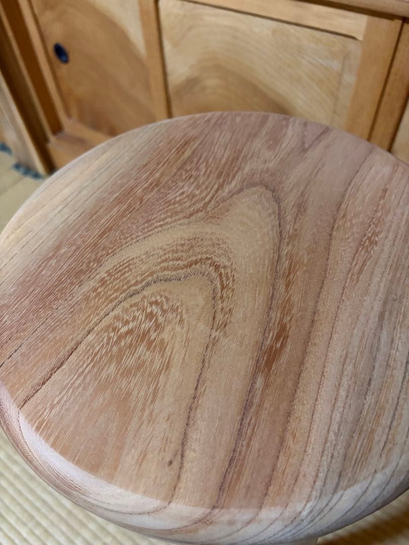 1374建具屋一筋58年のおじいちゃんの手作りスツール、イス☆けやき