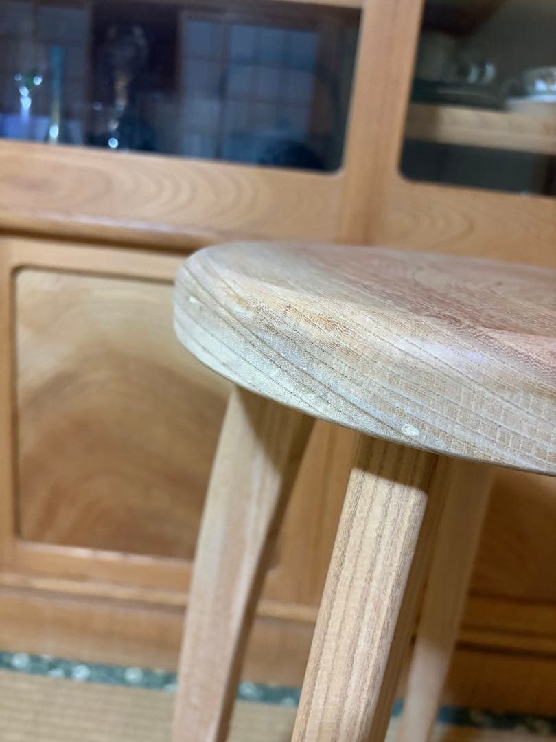 1374建具屋一筋58年のおじいちゃんの手作りスツール、イス☆けやき