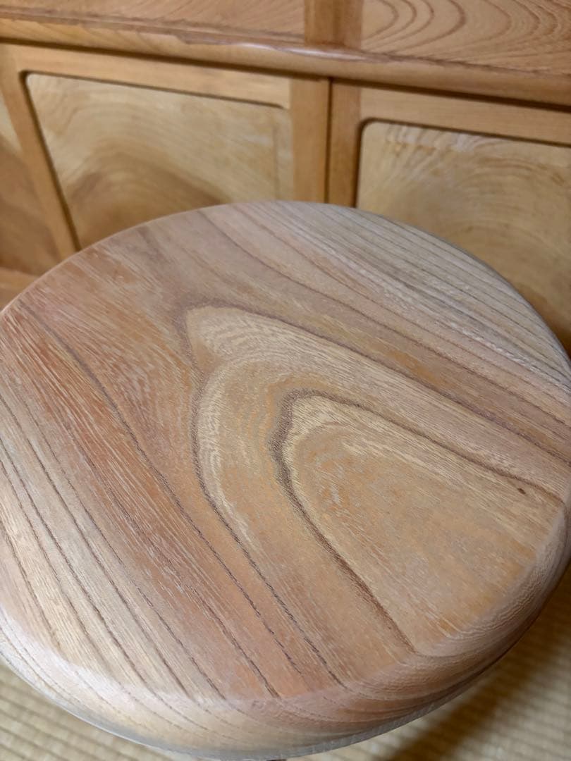 1374建具屋一筋58年のおじいちゃんの手作りスツール、イス☆けやき