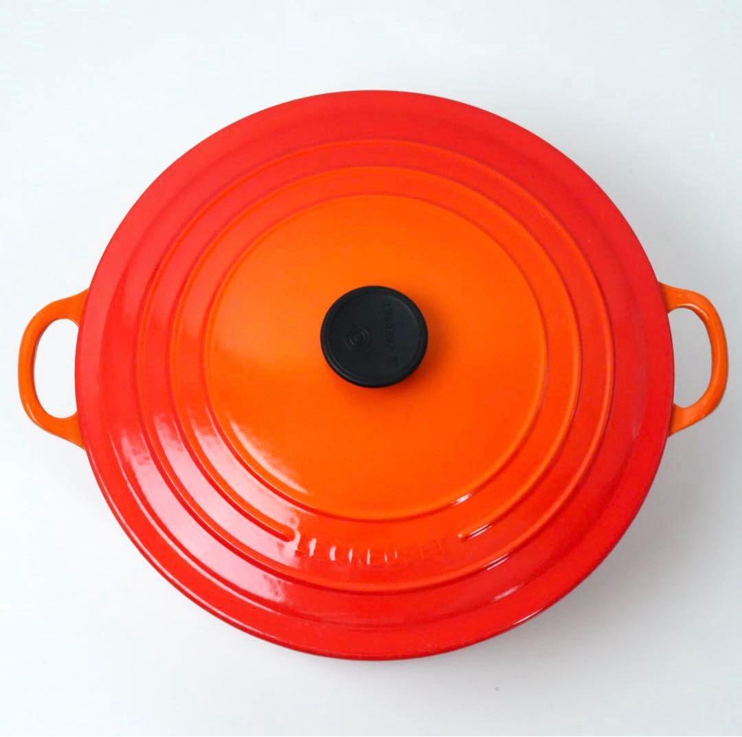 【美品】LE CREUSET　ココット ロンド オレンジ　30cm