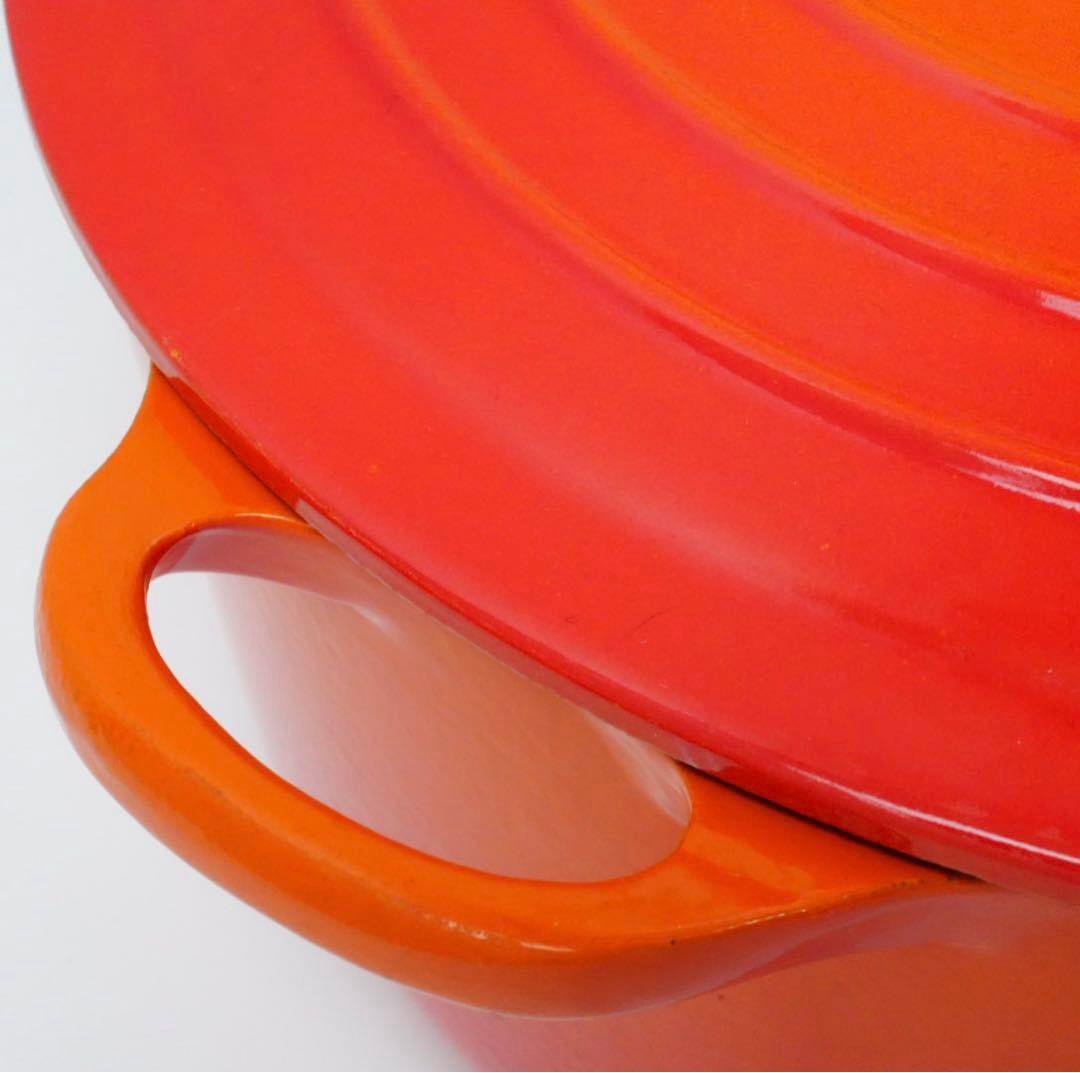 【美品】LE CREUSET　ココット ロンド オレンジ　30cm