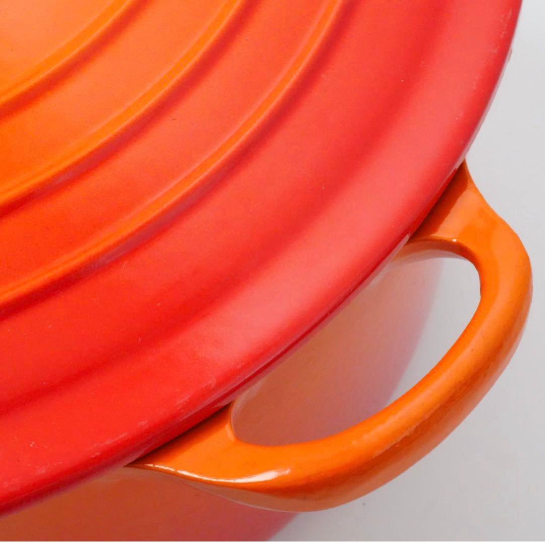【美品】LE CREUSET　ココット ロンド オレンジ　30cm