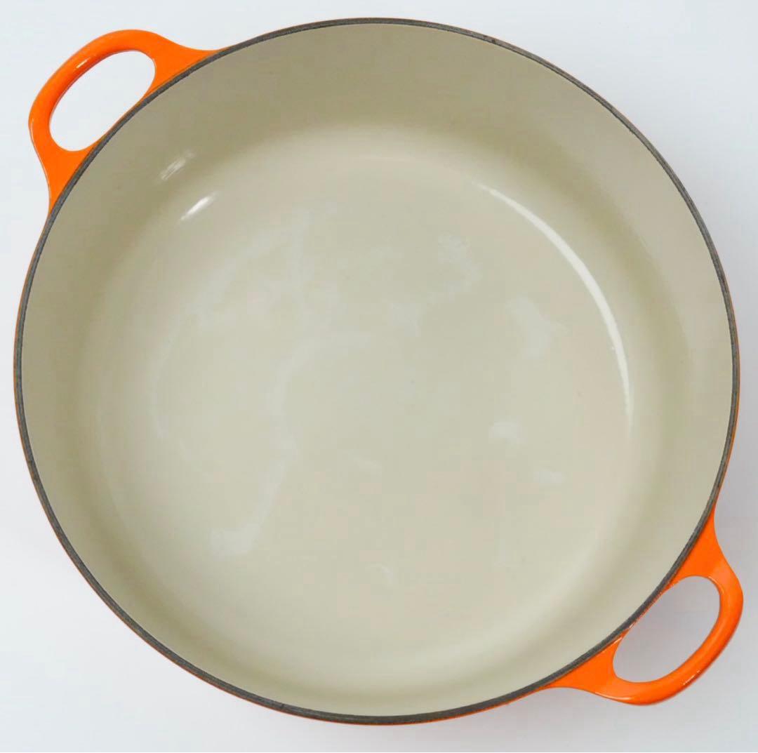 【美品】LE CREUSET　ココット ロンド オレンジ　30cm