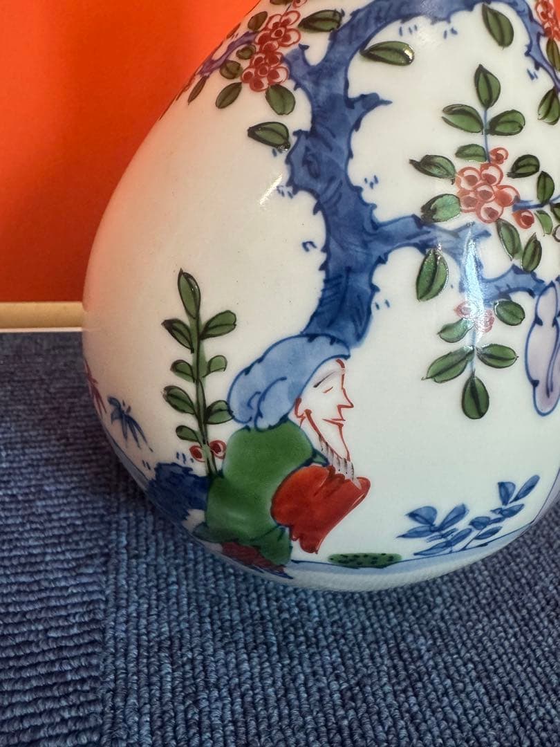 1865 有田焼 源右衛門窯 染錦唐人物絵 花瓶