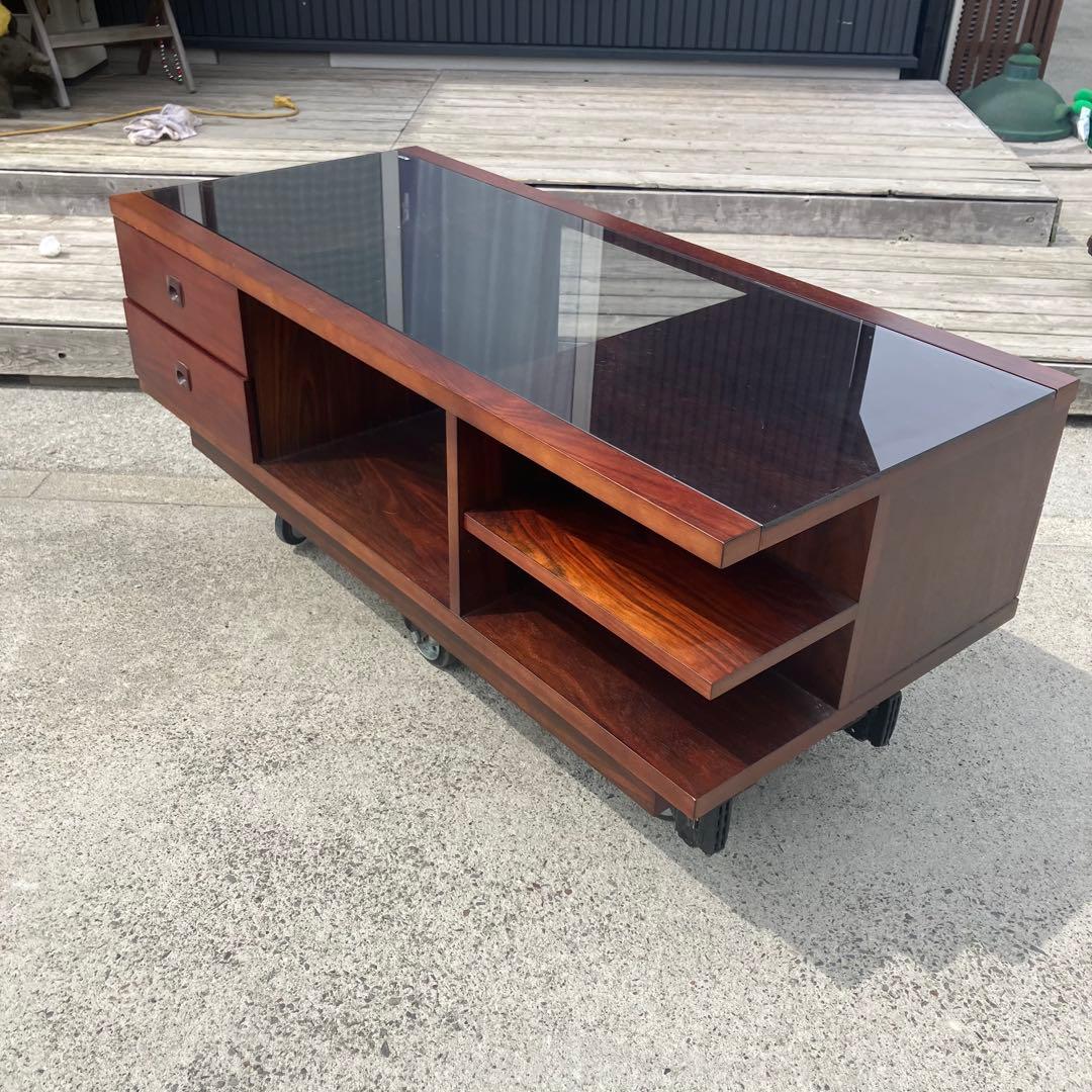 カリモク 引き出し付き 大型 木製センターテーブル ローテーブル ガラステーブル