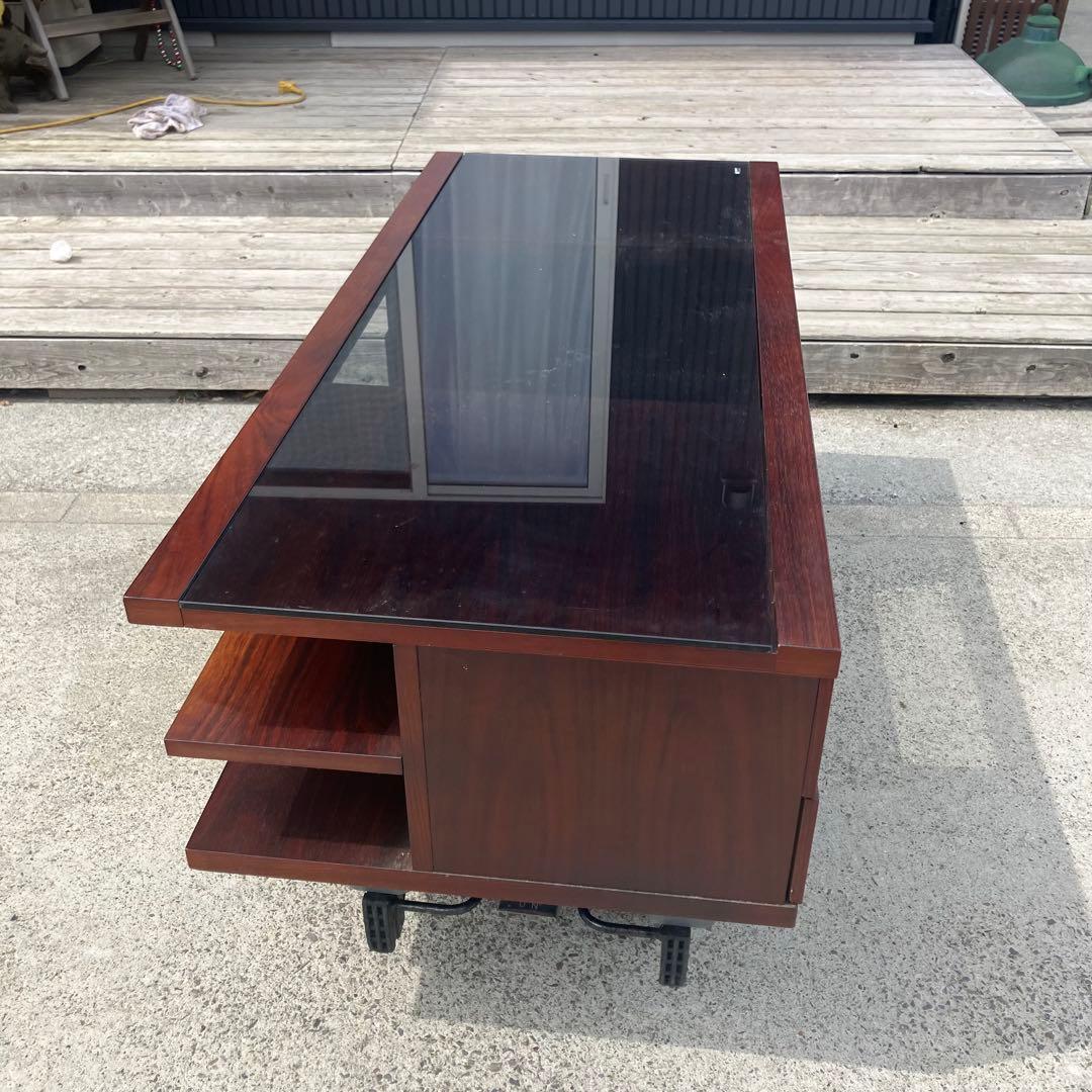 カリモク 引き出し付き 大型 木製センターテーブル ローテーブル ガラステーブル