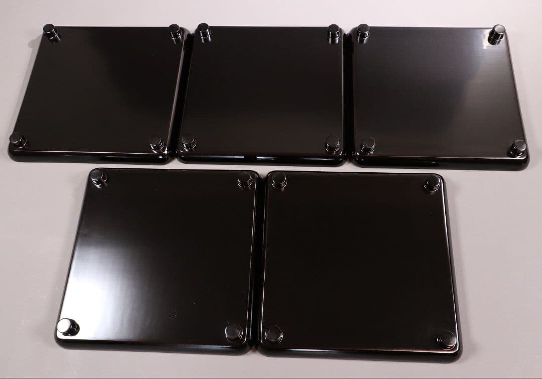 CL77 能登輪島塗 蔦金蒔絵 欅地 木地呂塗 足付四方膳 五客 木製漆器