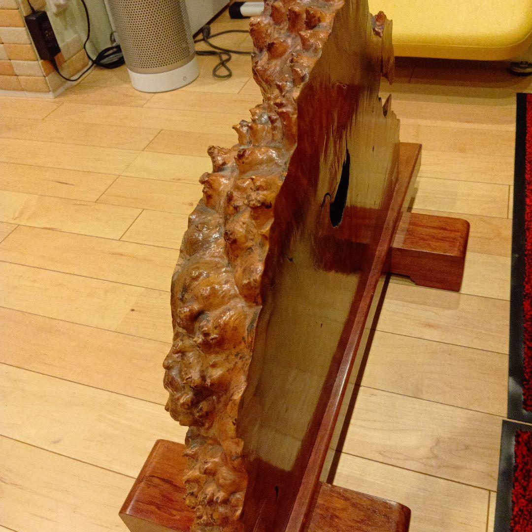 木製衝立（かりん）自然形状の木材彫刻