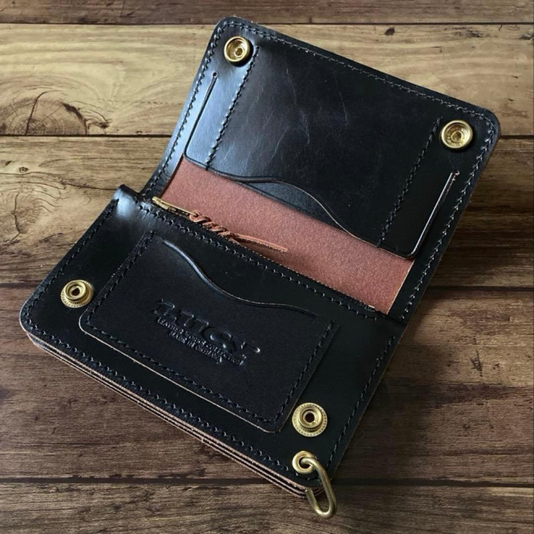 【sdr128zx】ミドルトラッカーウォレット 3層【お札を折らずに収納】