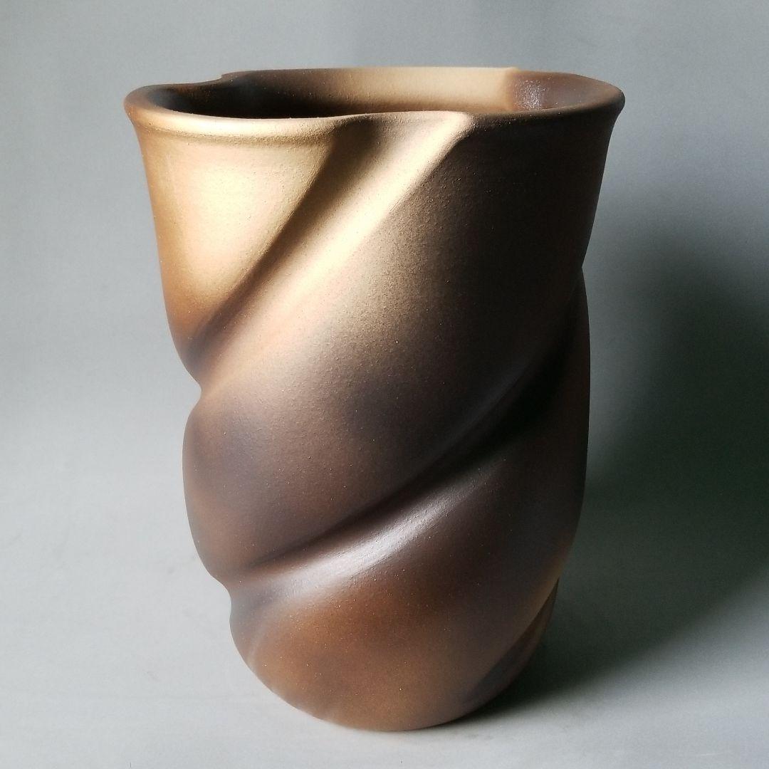 お値下げしました⤵信楽焼傘立て 大容量❗特大ひねり  高さ４６cm