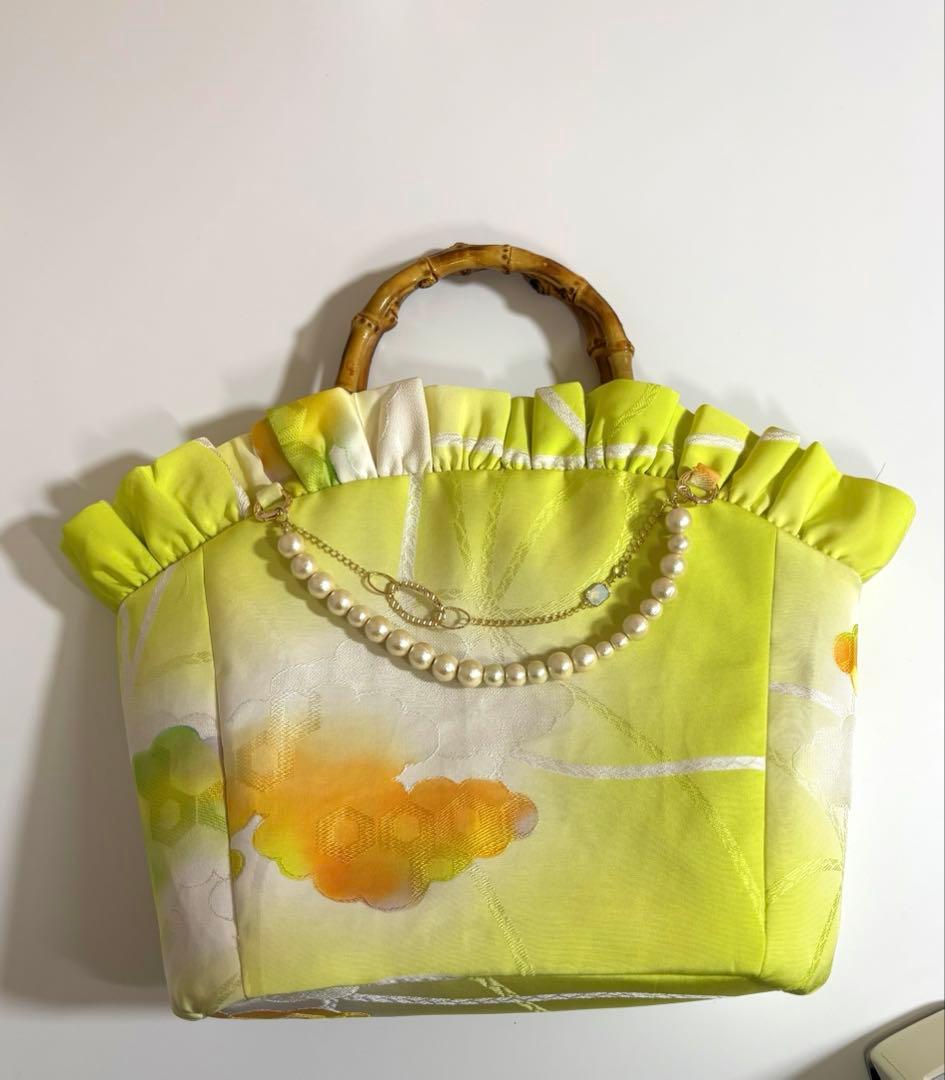 【Lisianthus】リシアンサス　フリルバッグ　　正絹