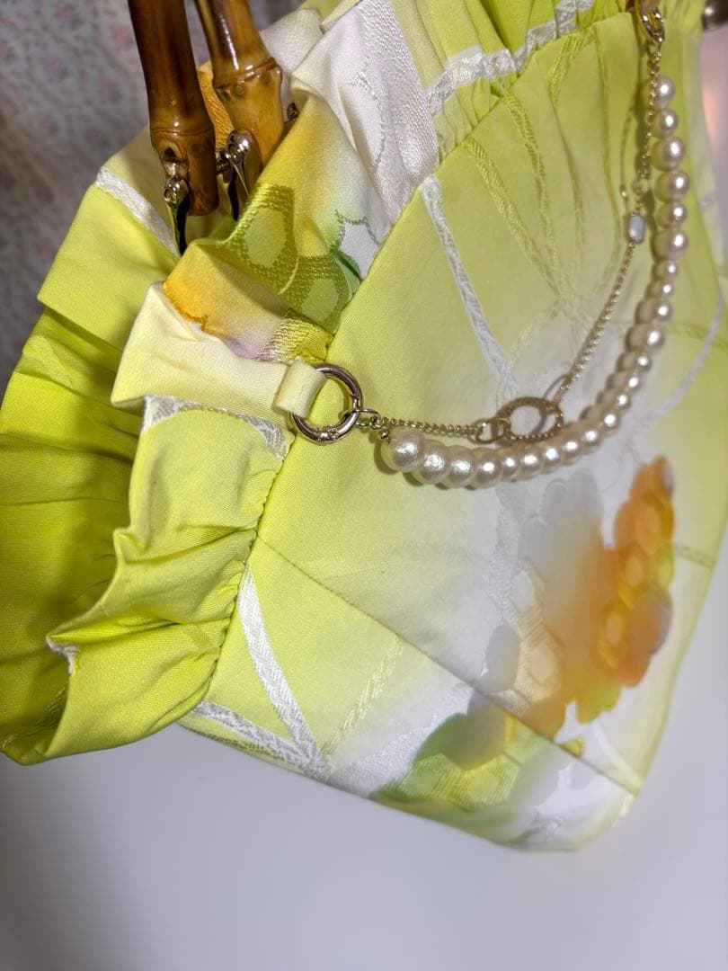 【Lisianthus】リシアンサス　フリルバッグ　　正絹