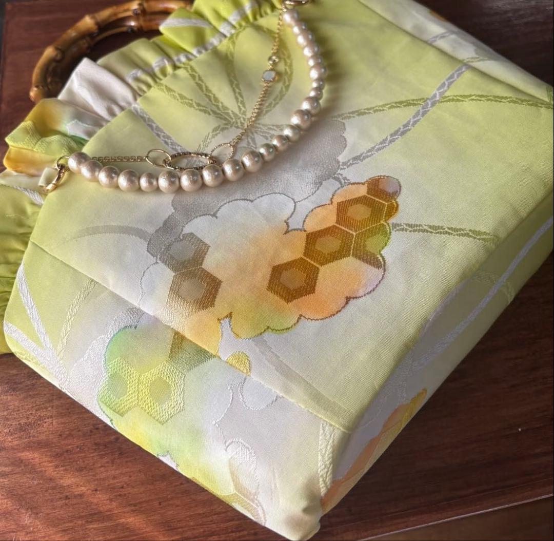 【Lisianthus】リシアンサス　フリルバッグ　　正絹