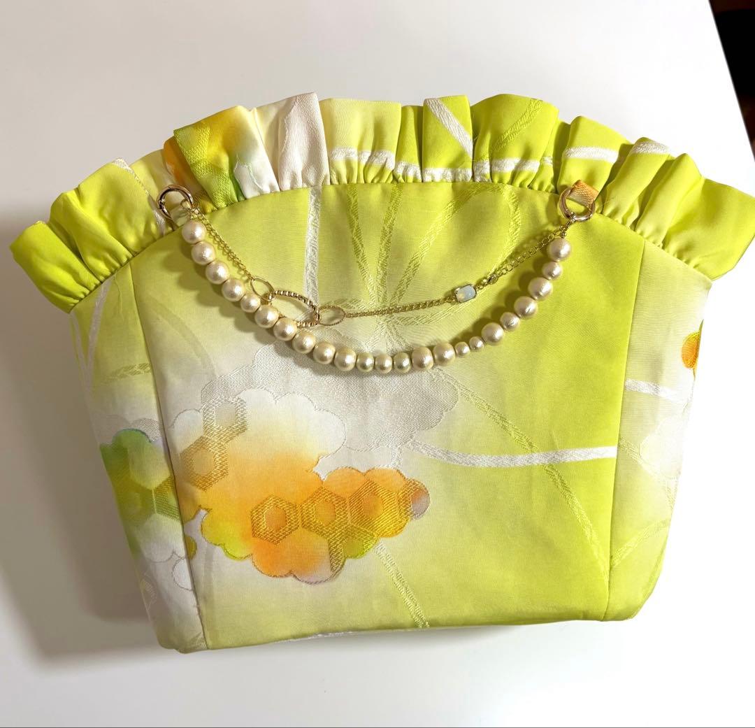 【Lisianthus】リシアンサス　フリルバッグ　　正絹