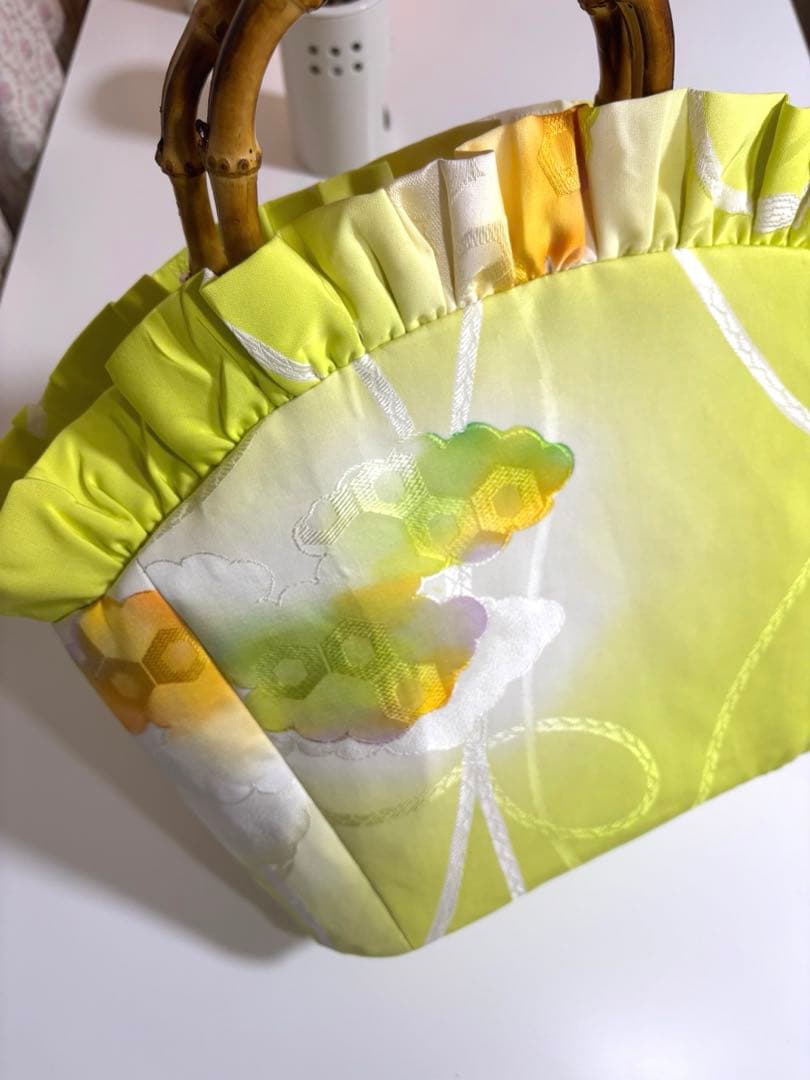 【Lisianthus】リシアンサス　フリルバッグ　　正絹