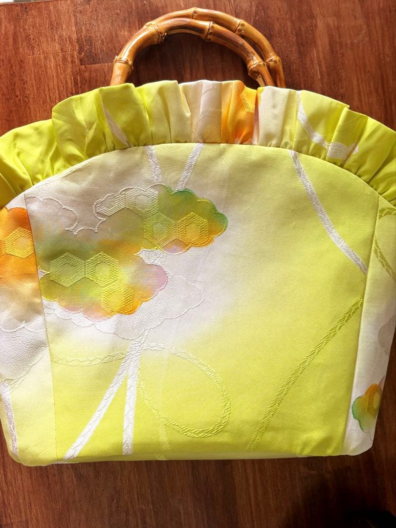 【Lisianthus】リシアンサス　フリルバッグ　　正絹