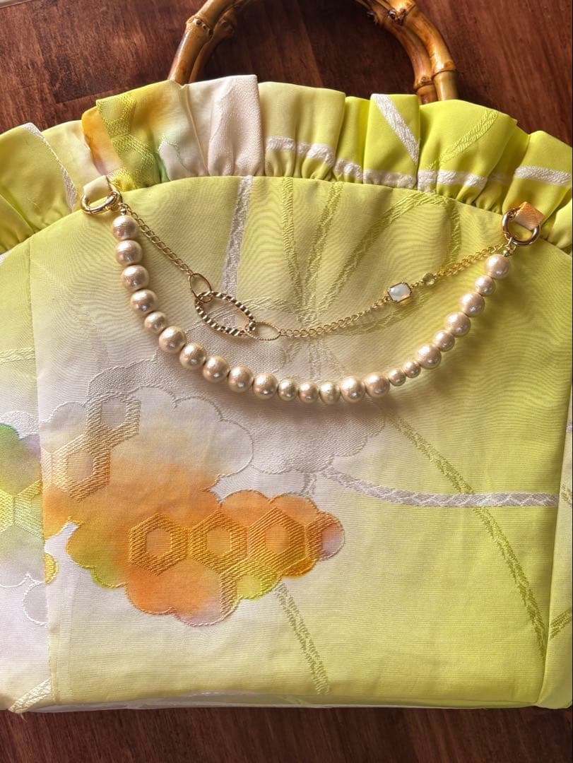 【Lisianthus】リシアンサス　フリルバッグ　　正絹