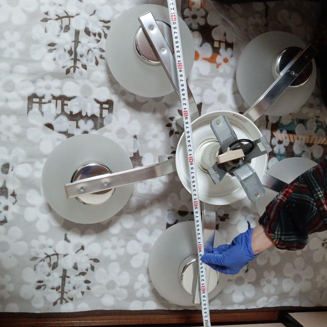 5灯　シャンデリア 　レトロ　磨りガラス　ガラス　かわいい　昭和50年後半