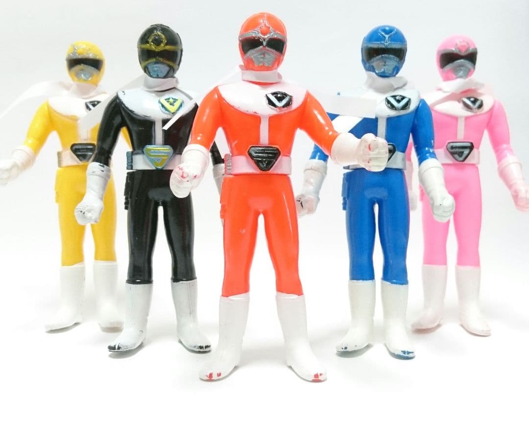 当時物ポピー 大戦隊ゴーグルファイブ ソフビ人形5体セット昭和レトロ