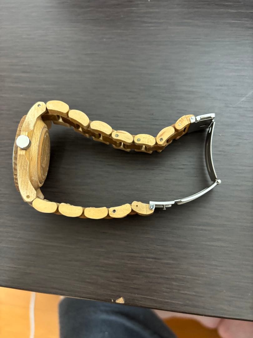 テンス　ウッドアナログ腕時計 日付表示付き